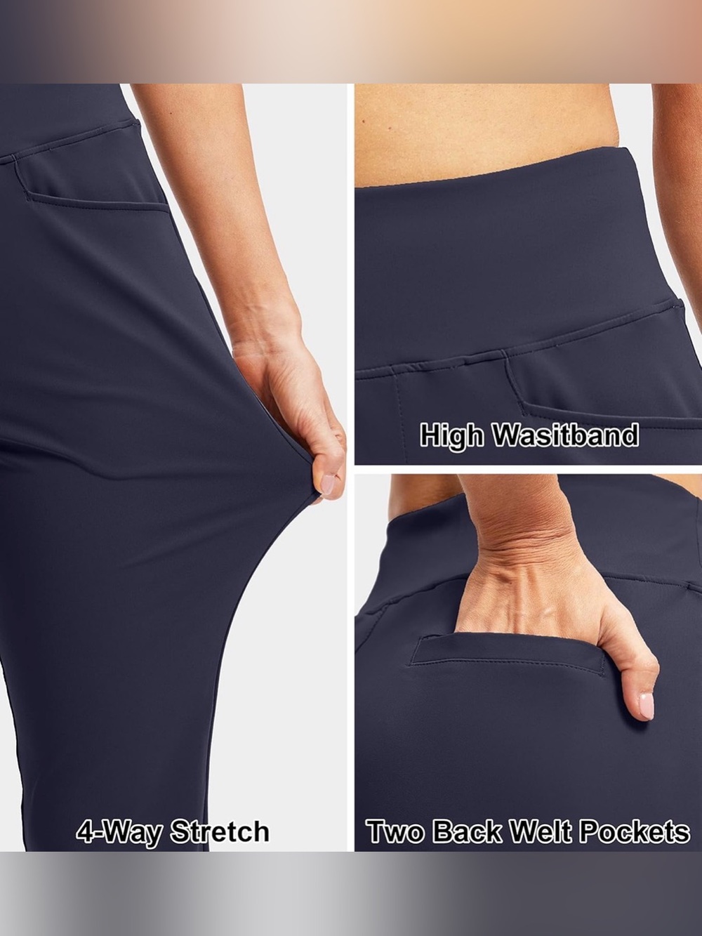 Women's Navy Performance Golf Pants - Picture 4 of 13